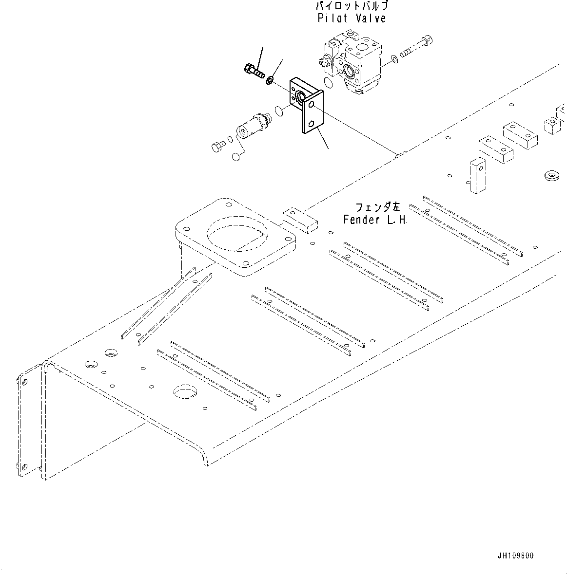 Komatsu parts book diagram for D275A-6 S/N 190001-UP (Mongolia Standard Machine): FENDER, PILOT VALVE MOUNTING(#180001-)