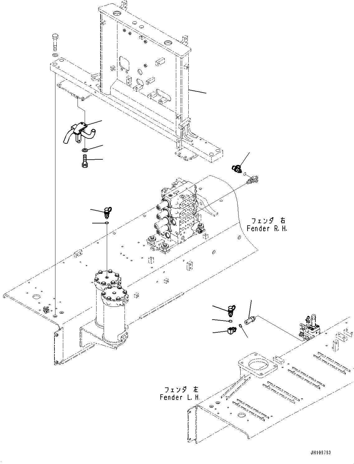 Komatsu parts book diagram for D275A-6 S/N 190001-UP (Mongolia Standard Machine): FENDER, HEATER RELATED PARTS(#180001-)