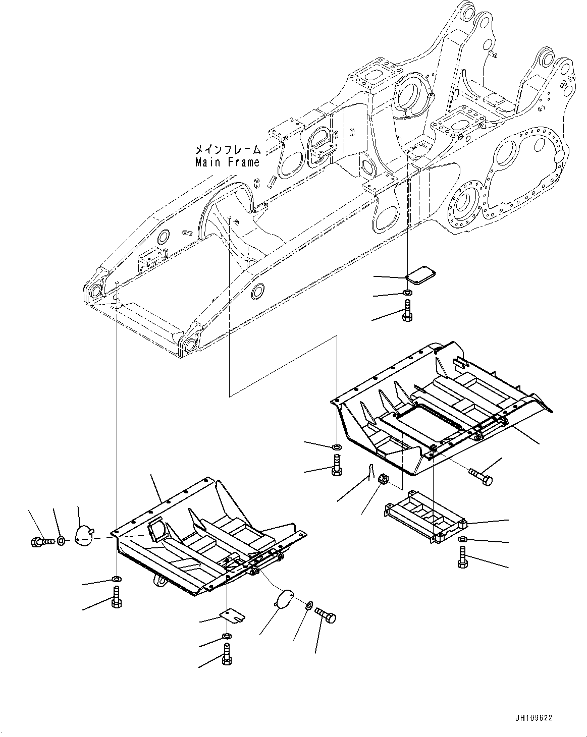 Komatsu parts book diagram for D275A-6 S/N 190001-UP (Mongolia Standard Machine): UNDER GUARD, (#180001-)