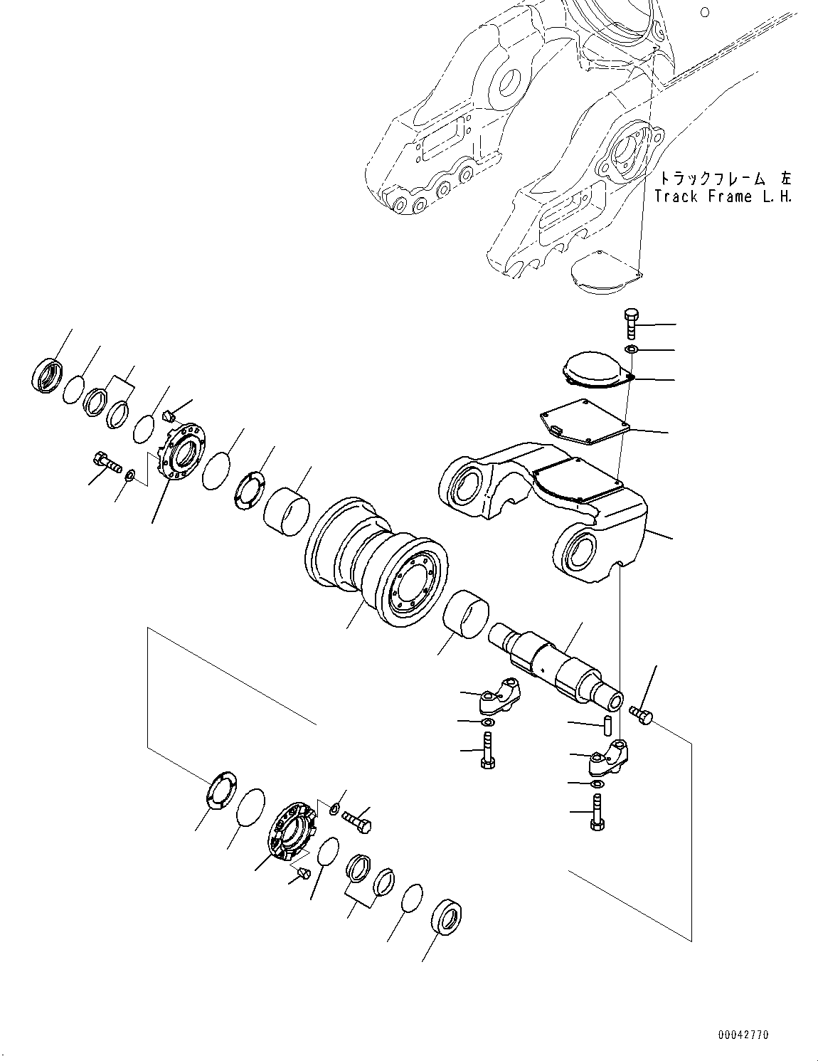 Komatsu parts book diagram for D275A-6 S/N 190001-UP (Mongolia Standard Machine): TRACK FRAME, BOGIE, 1ST, L.H.(#180001-)