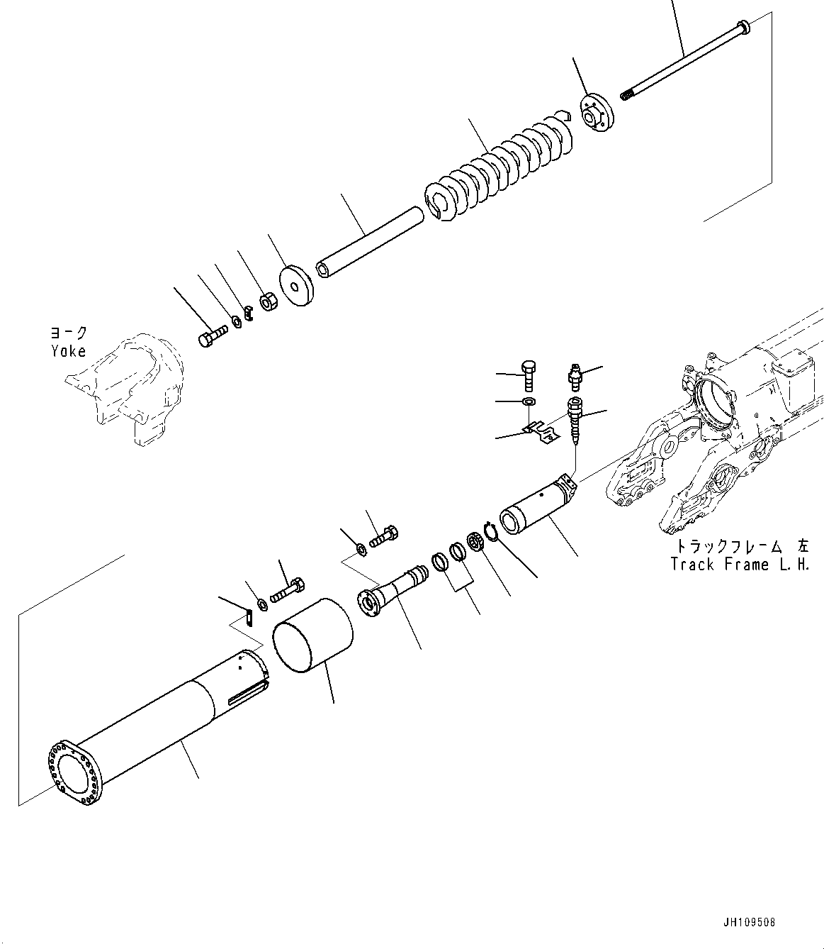 Komatsu parts book diagram for D275A-6 S/N 190001-UP (Mongolia Standard Machine): TRACK FRAME, RECOIL SPRING, L.H.(#180001-)