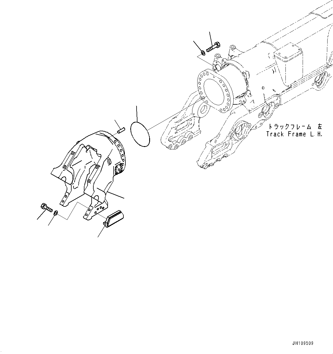 Komatsu parts book diagram for D275A-6 S/N 190001-UP (Mongolia Standard Machine): TRACK FRAME, IDLER YOKE, L.H.(#180001-)