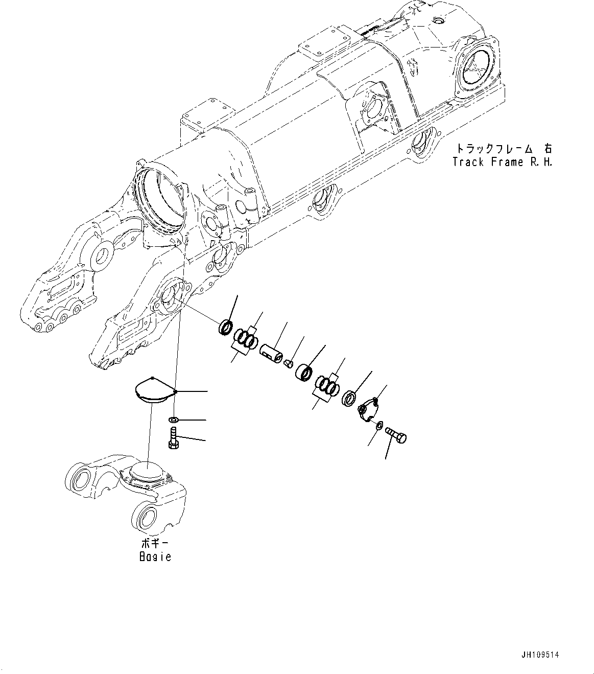 Komatsu parts book diagram for D275A-6 S/N 190001-UP (Mongolia Standard Machine): TRACK FRAME, CARTRIDGE PIN, R.H. (1/2)(#180001-)