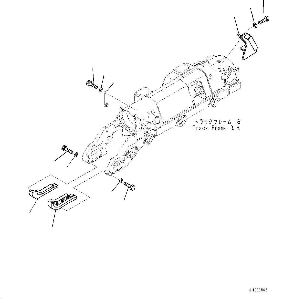 Komatsu parts book diagram for D275A-6 S/N 190001-UP (Mongolia Standard Machine): TRACK FRAME, TRACK FRAME GUARD, R.H.(#180001-)