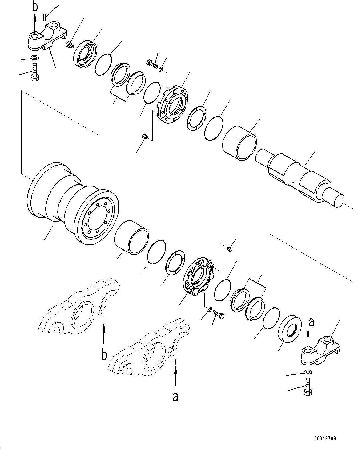 Komatsu parts book diagram for D275A-6 S/N 190001-UP (Mongolia Standard Machine): TRACK FRAME, TRACK ROLLER, 4TH, R.H. (2/2)(#180001-)