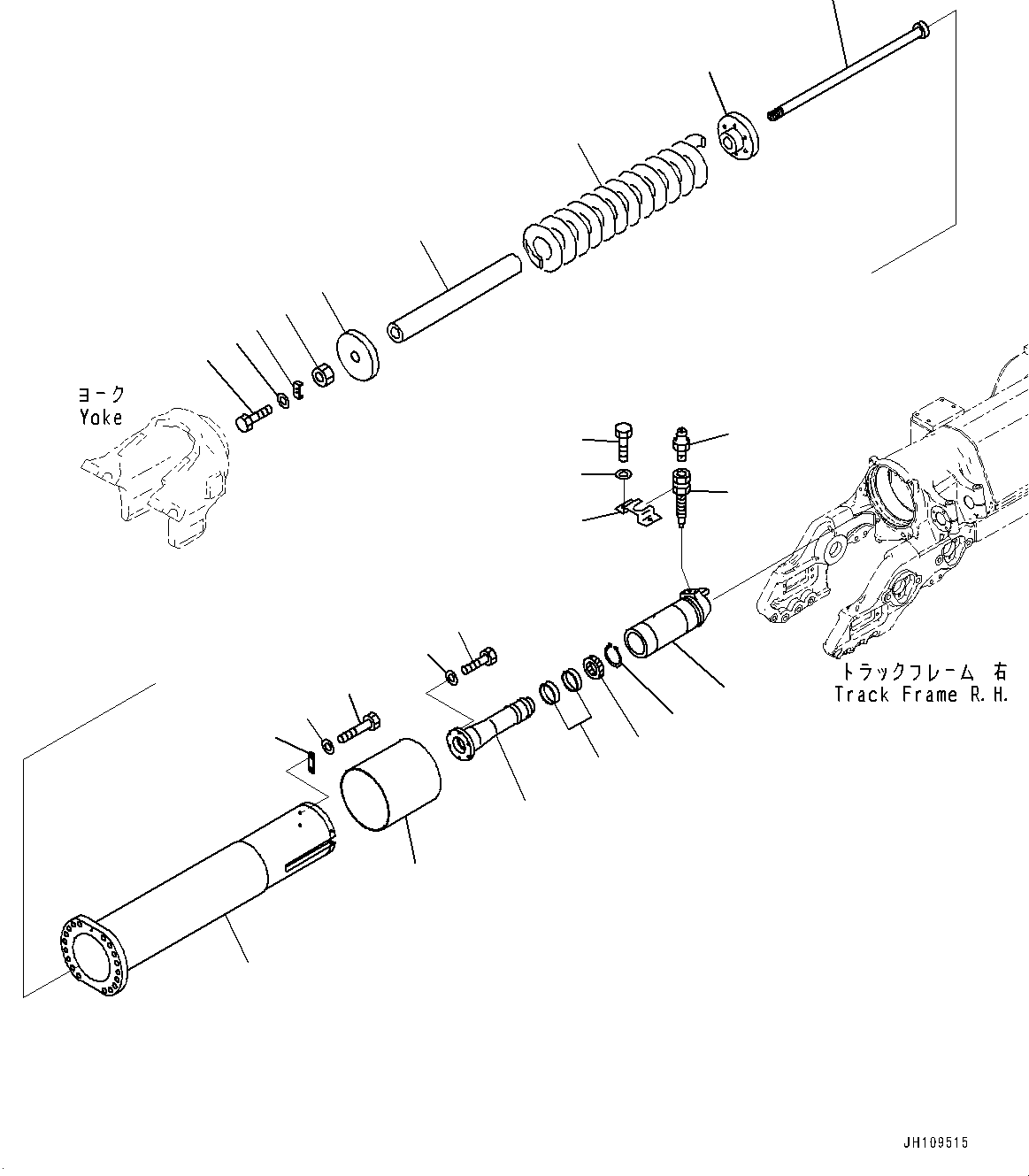 Komatsu parts book diagram for D275A-6 S/N 190001-UP (Mongolia Standard Machine): TRACK FRAME, RECOIL SPRING, R.H.(#180001-)