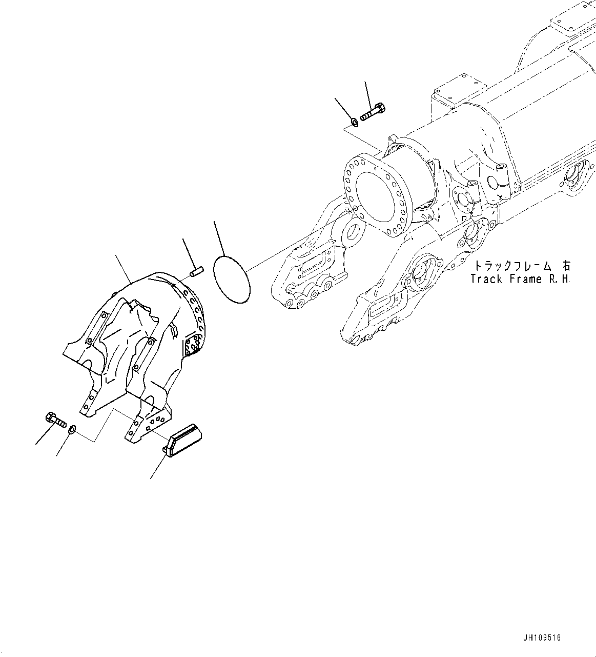 Komatsu parts book diagram for D275A-6 S/N 190001-UP (Mongolia Standard Machine): TRACK FRAME, IDLER YOKE, R.H.(#180001-)