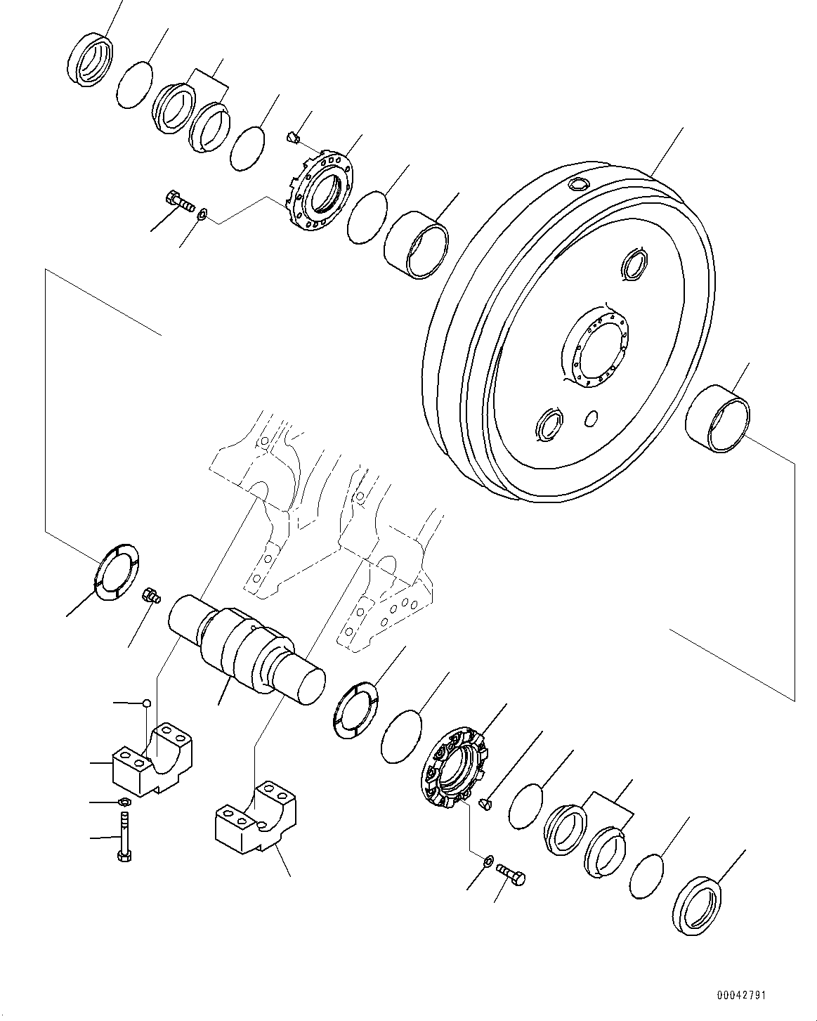 Komatsu parts book diagram for D275A-6 S/N 190001-UP (Mongolia Standard Machine): TRACK FRAME, FRONT IDLER, R.H.(#180001-)