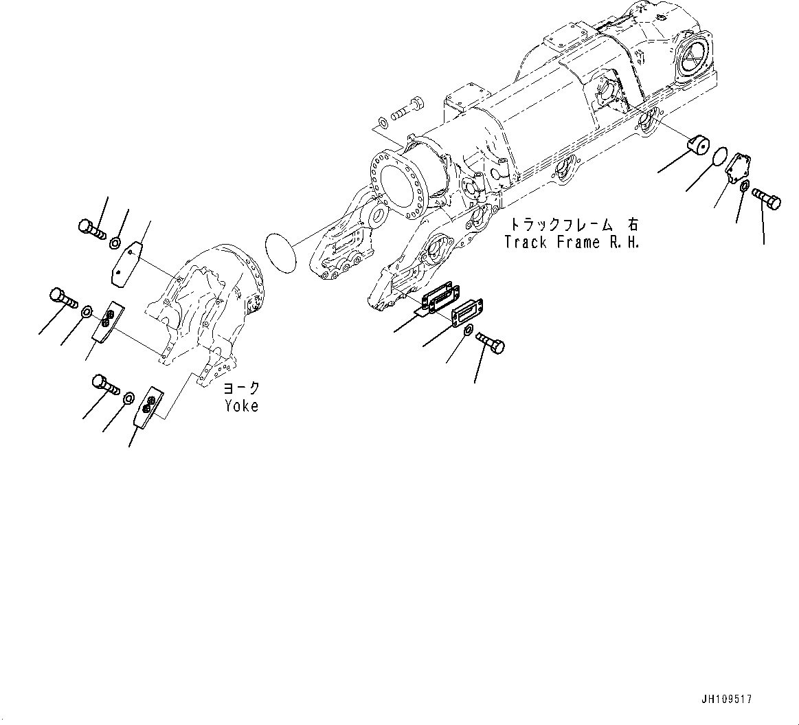 Komatsu parts book diagram for D275A-6 S/N 190001-UP (Mongolia Standard Machine): TRACK FRAME, IDLER CUSHION, R.H.(#180001-)