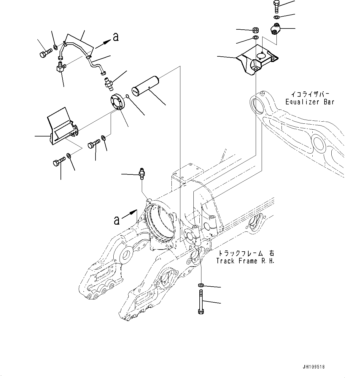 Komatsu parts book diagram for D275A-6 S/N 190001-UP (Mongolia Standard Machine): TRACK FRAME, SIDE PIN, R.H.(#180001-)