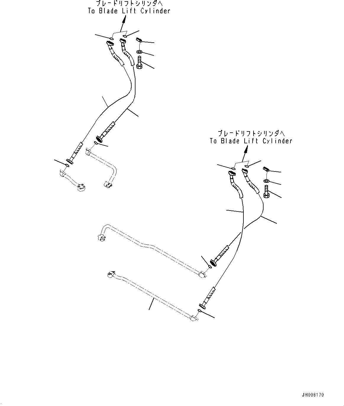 Komatsu parts book diagram for D275A-6 S/N 190001-UP (Mongolia Standard Machine): DOZER BLADE LIFT CYLINDER, HOSE(#180001-)