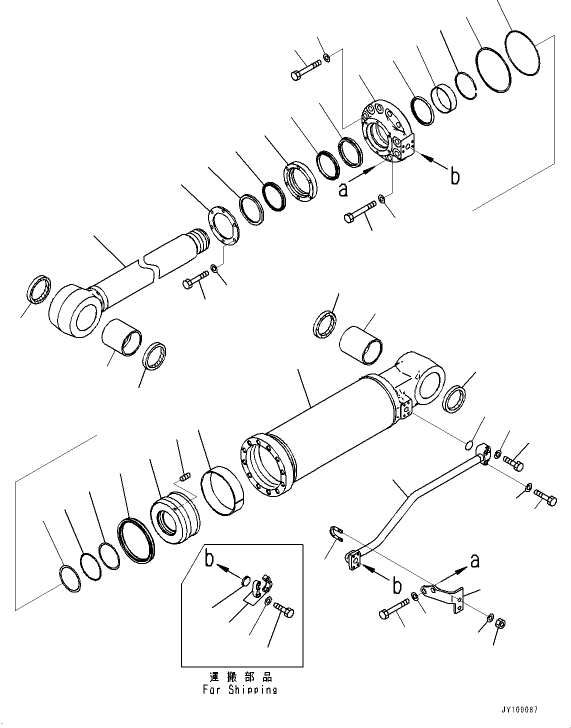 Komatsu parts book diagram for D275A-6 S/N 190001-UP (Mongolia Standard Machine): RIPPER, INNER PARTS, RIPPER TILT CYLINDER, R.H. (1/2)(#180001-)