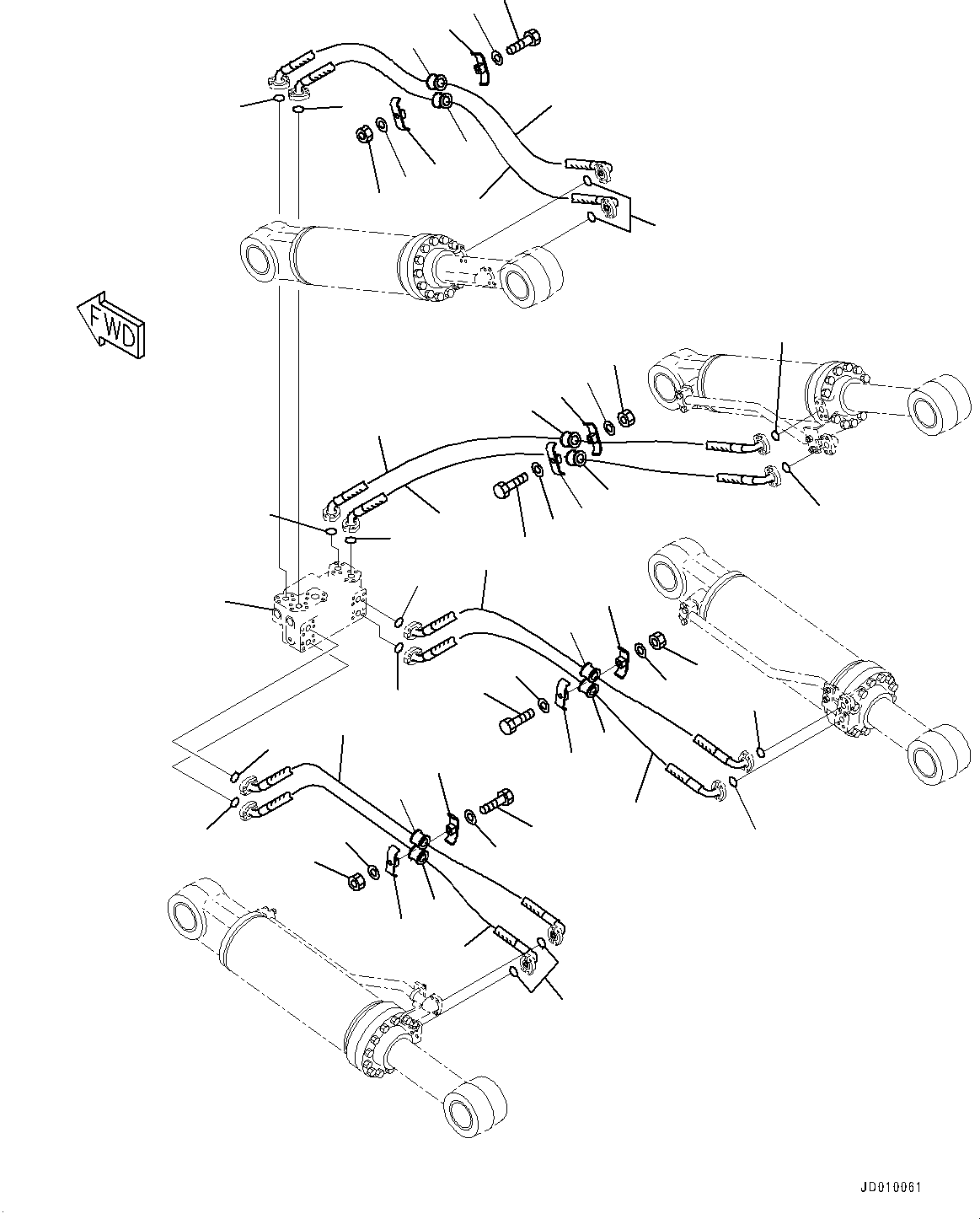 Komatsu parts book diagram for D275A-6 S/N 190001-UP (Mongolia Standard Machine): RIPPER CYLINDER PIPING, (#180001-)