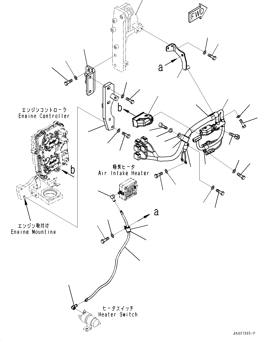 Komatsu parts book diagram for WA200-8 S/N 91001-UP: ENGINE WIRING HARNESS, WIRING HARNESS (2/3)(#85001-)