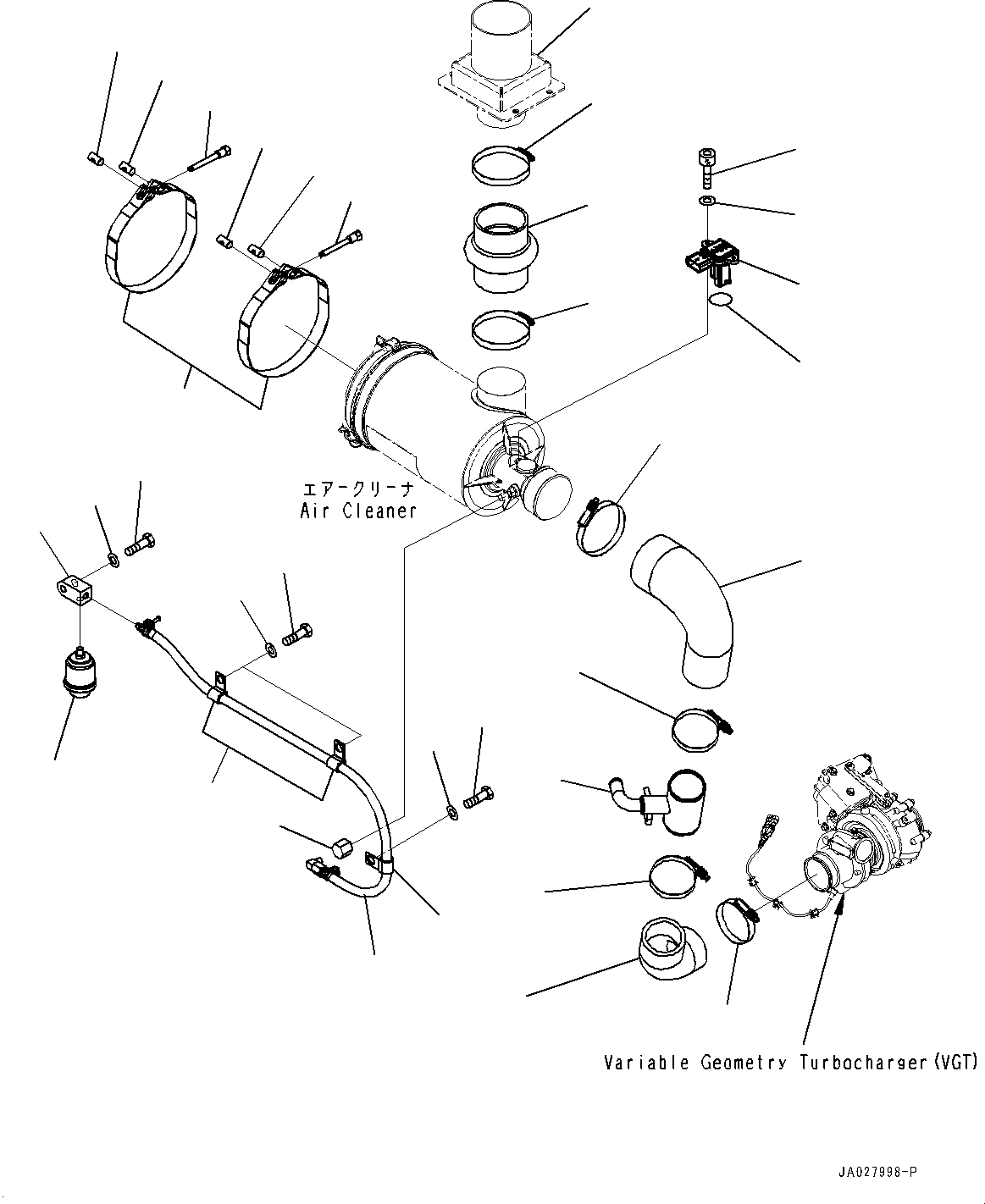 Komatsu parts book diagram for WA200-8 S/N 91001-UP: ENGINE WIRING HARNESS, AIR CLEANER PIPING(#85001-)