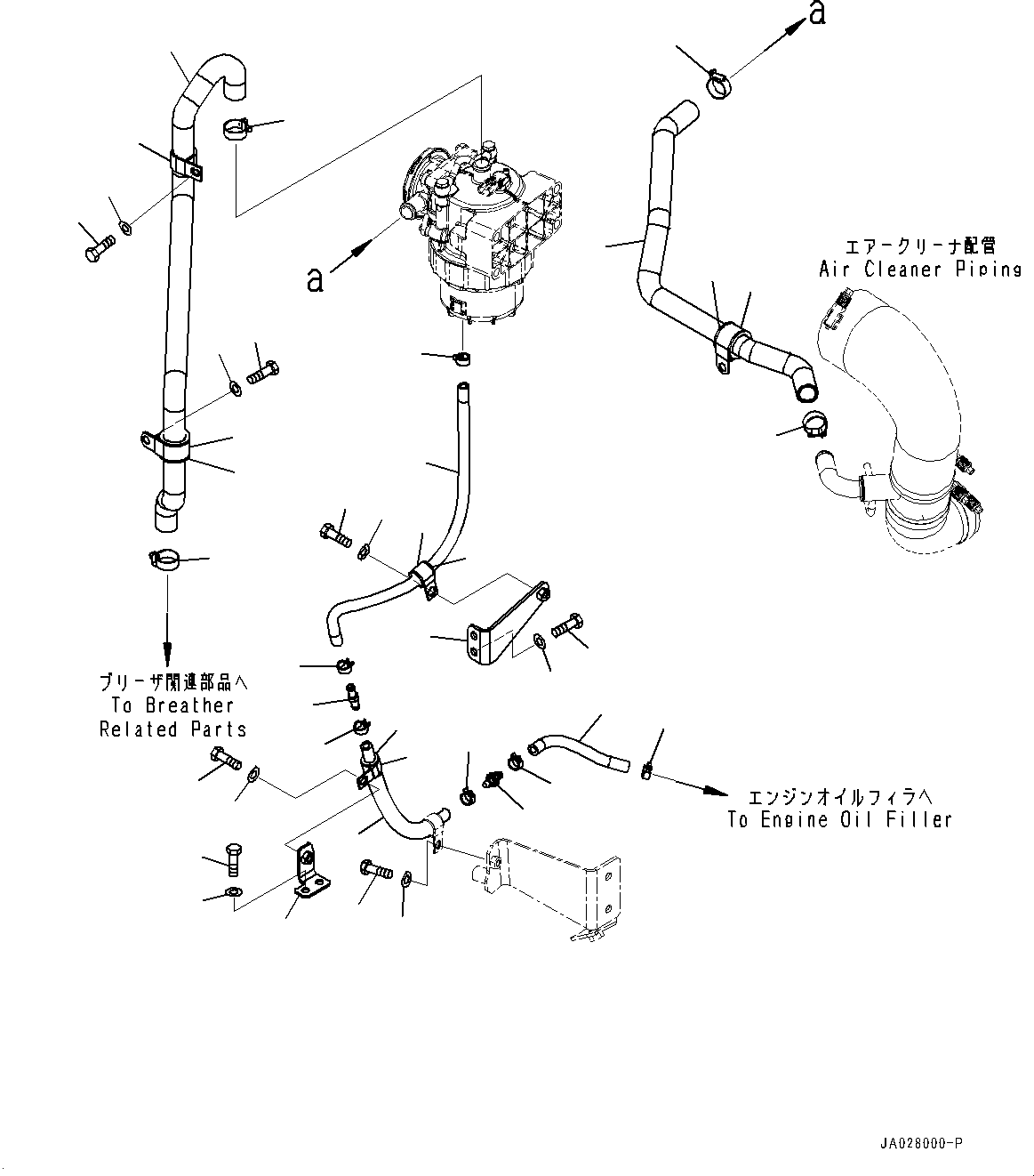 Komatsu parts book diagram for WA200-8 S/N 91001-UP: ENGINE WIRING HARNESS, KOMATSU CLOSED CRANKCASE VENTILATION (KCCV) PIPING (1/2)(#85001-)