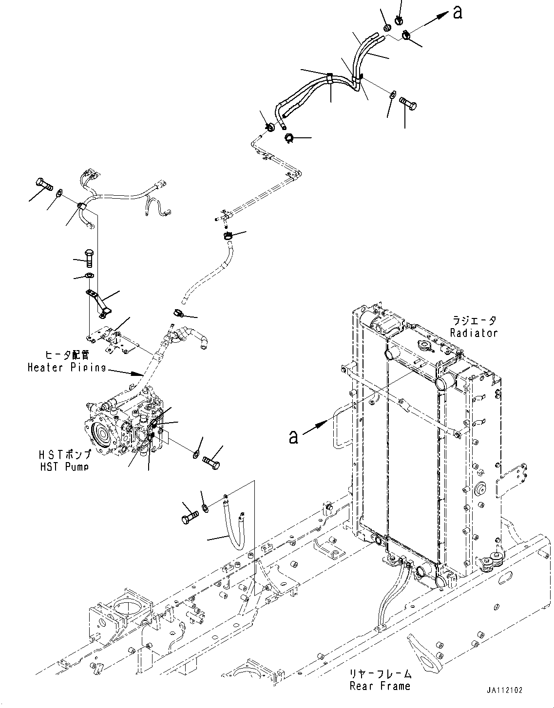 Komatsu parts book diagram for WA200-8 S/N 91001-UP: ENGINE WIRING HARNESS, VARIABLE GEOMETRY TURBOCHARGER (VGT) PIPING (1/2)(#85001-)