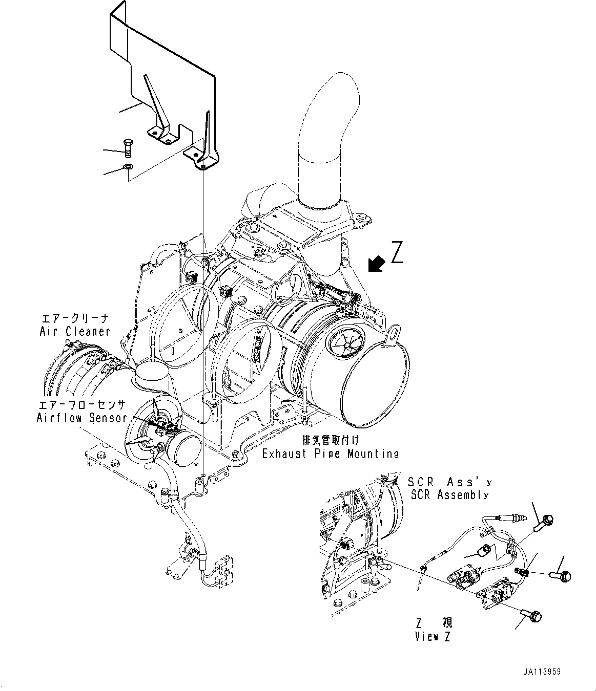Komatsu parts book diagram for WA200-8 S/N 91001-UP: ENGINE WIRING HARNESS, BRACKET (2/2)(#85001-)