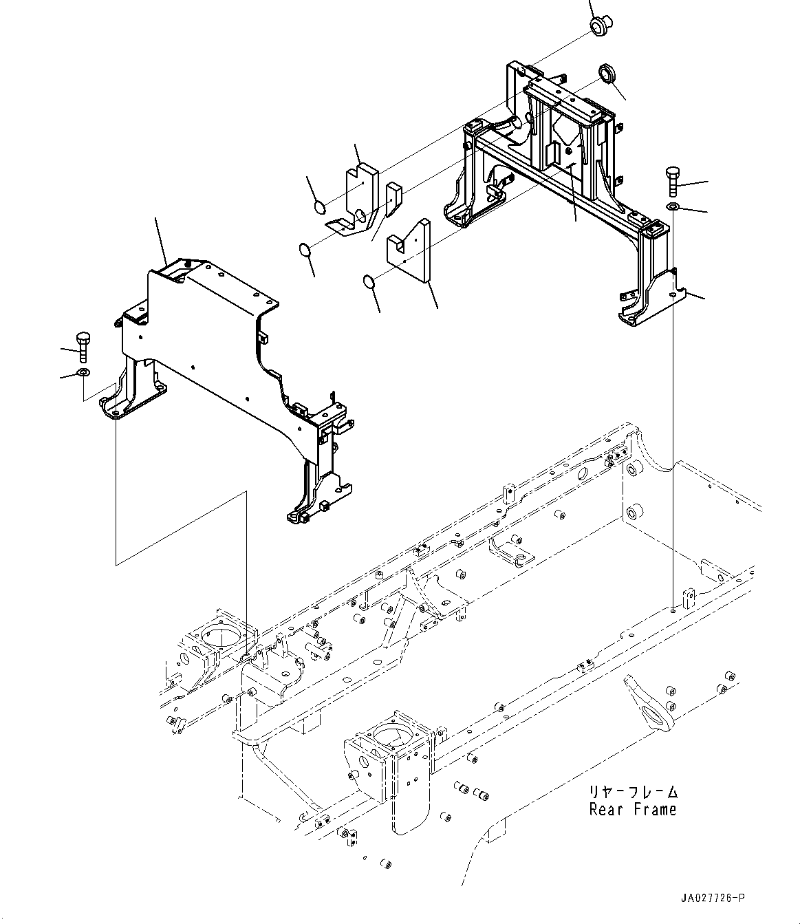 Komatsu parts book diagram for WA200-8 S/N 91001-UP: EXHAUST PIPE, FRAME(#85001-)