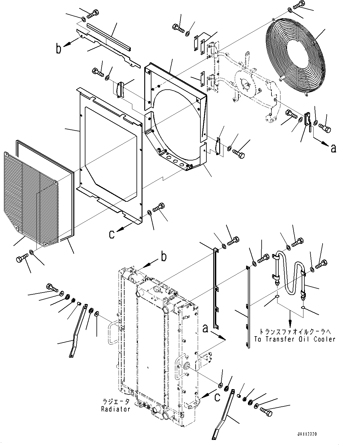 Komatsu parts book diagram for WA200-8 S/N 91001-UP: RADIATOR, FAN GUARD(#87553-)