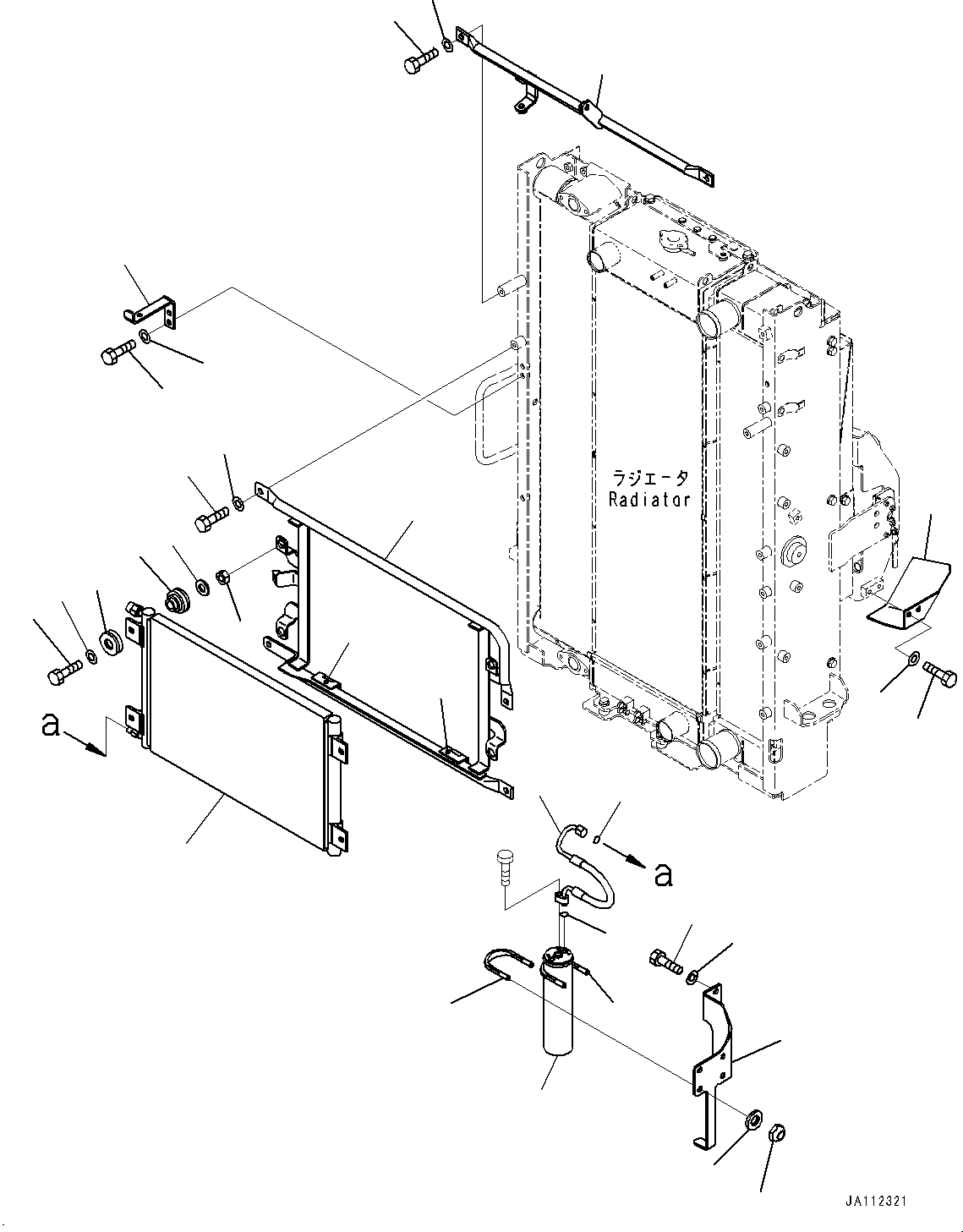 Komatsu parts book diagram for WA200-8 S/N 91001-UP: RADIATOR, AIR CONDITIONER CONDENSER(#87553-)