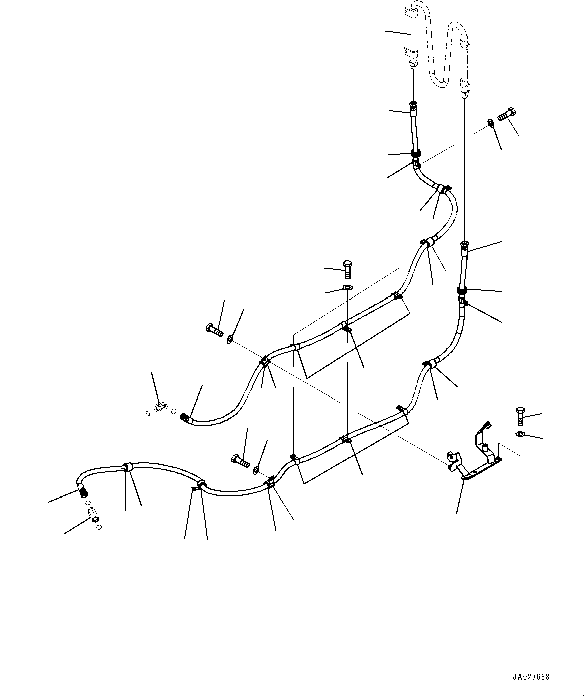 Komatsu parts book diagram for WA200-8 S/N 91001-UP: TRANSFER OIL COOLER, (#85001-)