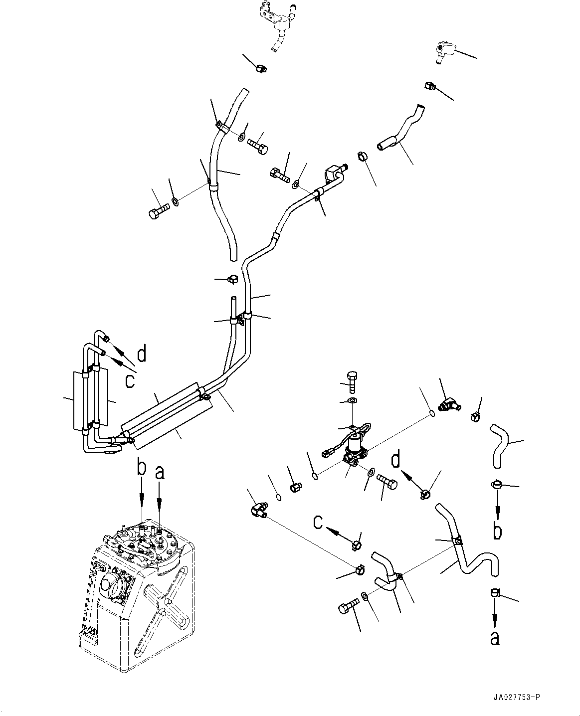 Komatsu parts book diagram for WA200-8 S/N 91001-UP: DEF PIPING, HEATER PIPING(#85001-)