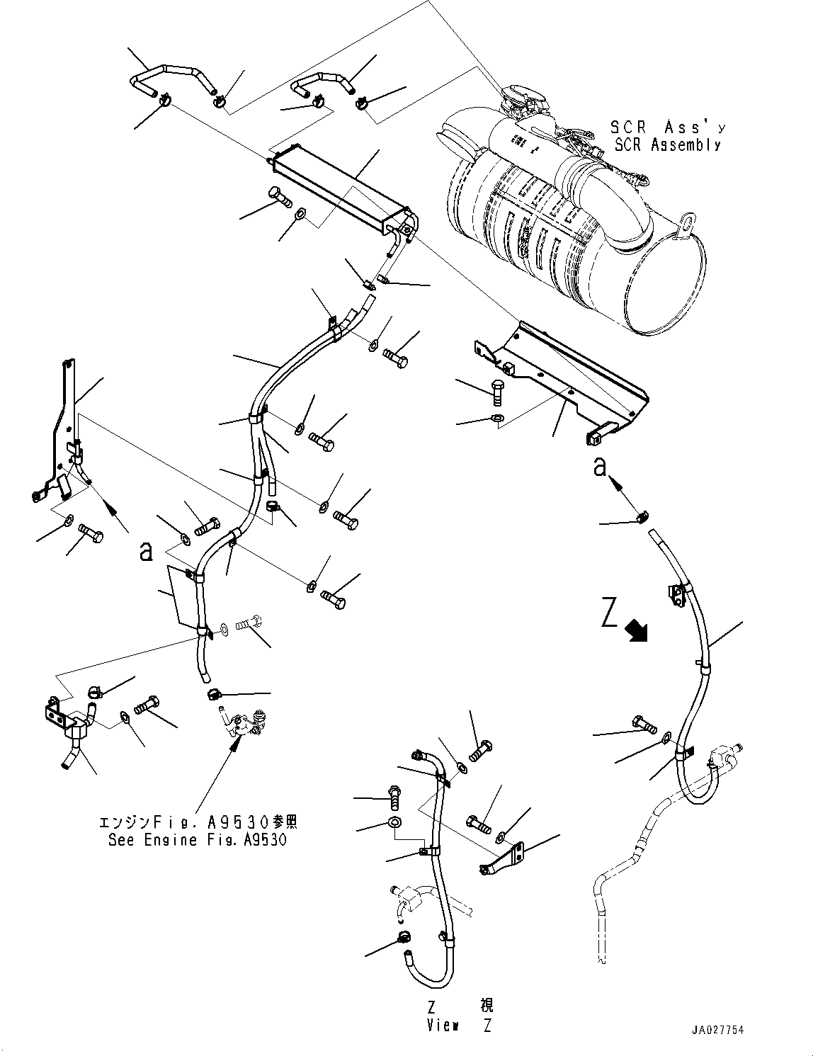 Komatsu parts book diagram for WA200-8 S/N 91001-UP: DEF PIPING, INJECTION PIPING(#85001-87413)