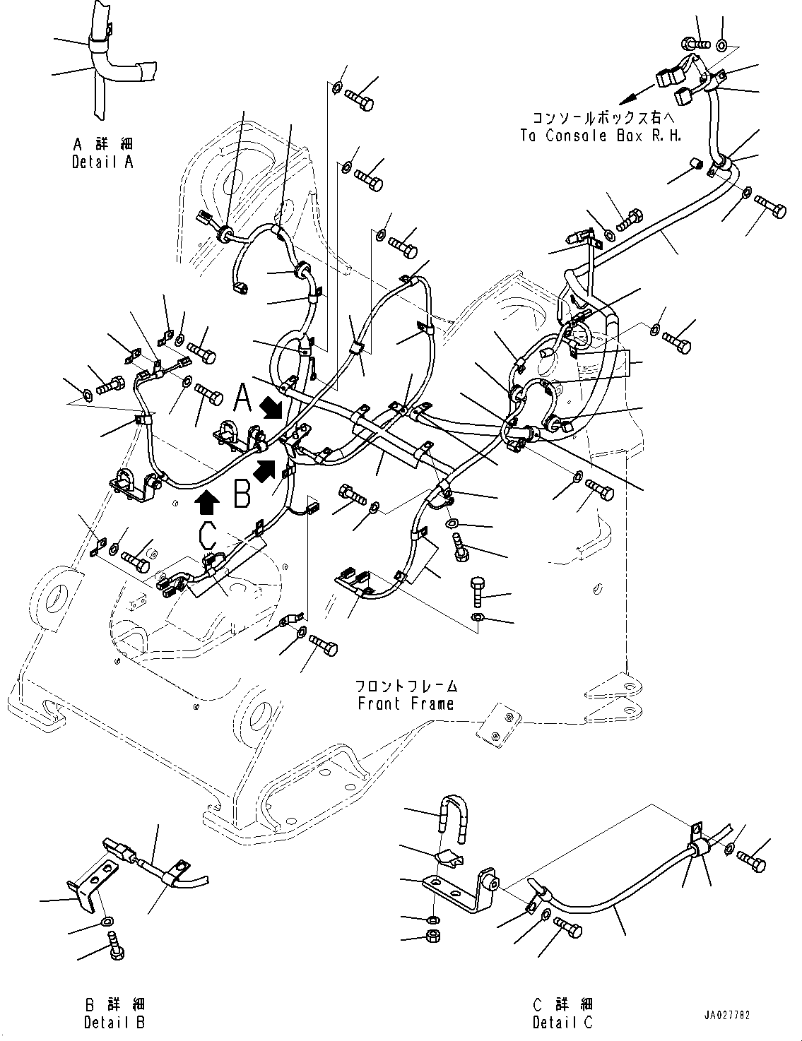 Komatsu parts book diagram for WA200-8 S/N 91001-UP: FRONT WIRING HARNESS, WIRING HARNESS(#85001-)
