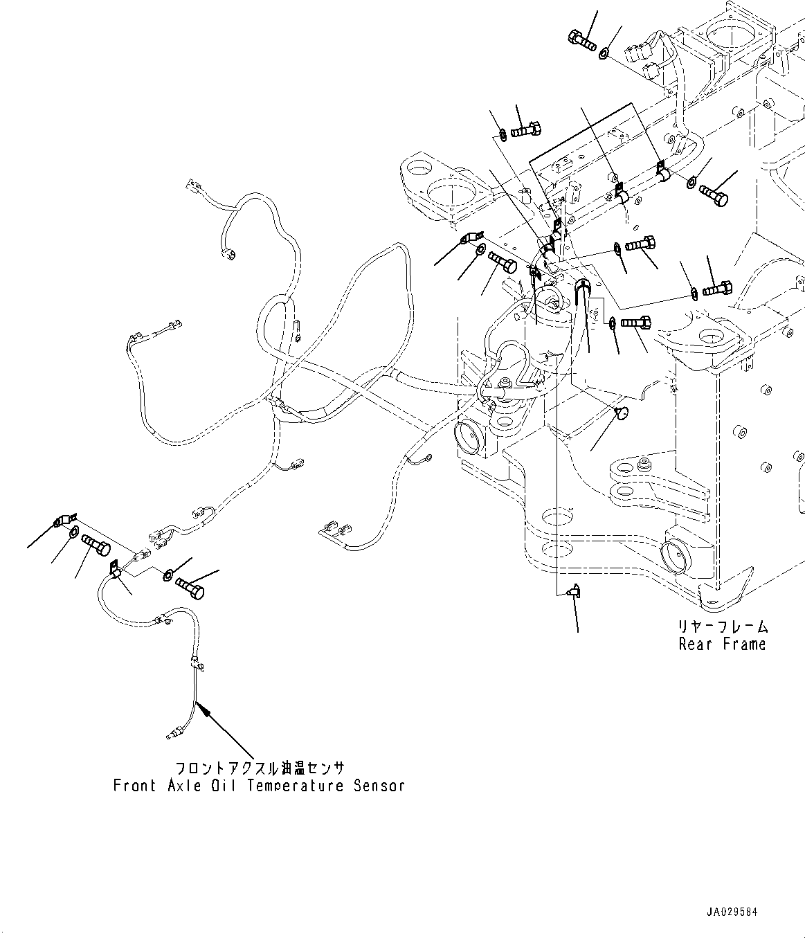 Komatsu parts book diagram for WA200-8 S/N 91001-UP: FRONT WIRING HARNESS, MOUNTING(#85001-)
