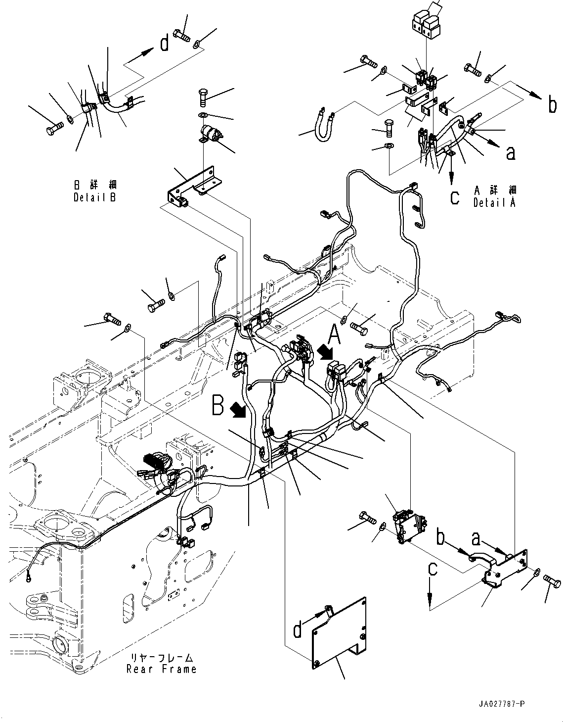 Komatsu parts book diagram for WA200-8 S/N 91001-UP: REAR WIRING HARNESS, WIRING HARNESS(#85001-)