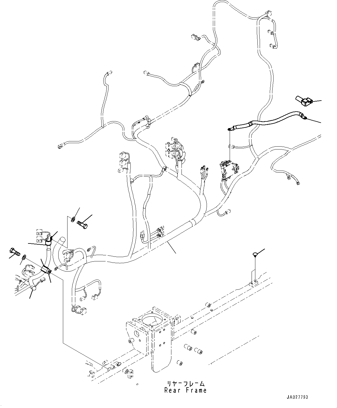 Komatsu parts book diagram for WA200-8 S/N 91001-UP: REAR WIRING HARNESS, CABLE(#85001-)