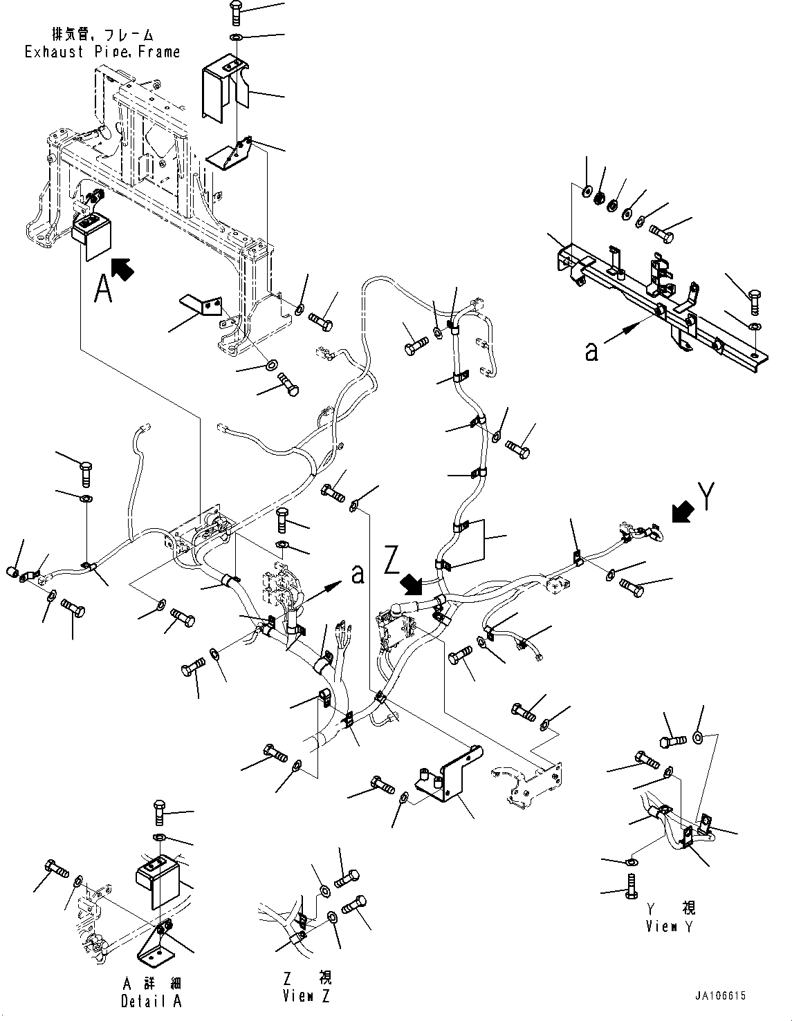 Komatsu parts book diagram for WA200-8 S/N 91001-UP: REAR WIRING HARNESS, MOUNTING (2/3) (WITH EMERGENCY ENGINE STOP SWITCH)(#85001-87927)