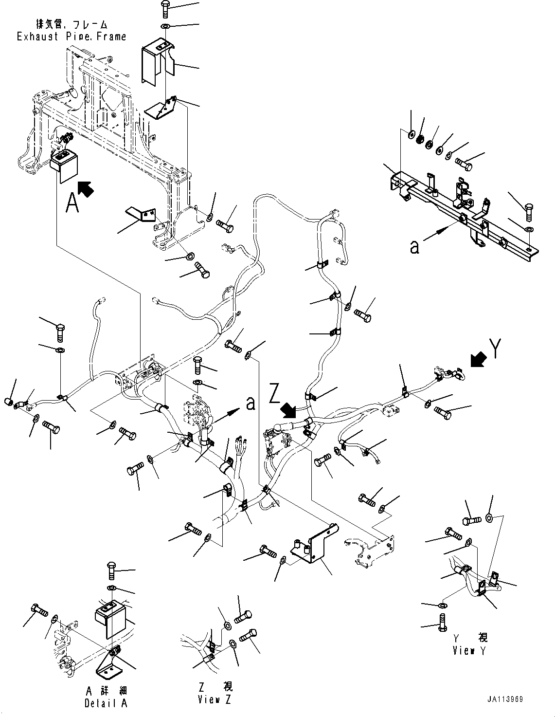 Komatsu parts book diagram for WA200-8 S/N 91001-UP: REAR WIRING HARNESS, MOUNTING (2/3) (WITH EMERGENCY ENGINE STOP SWITCH)(#87928-)