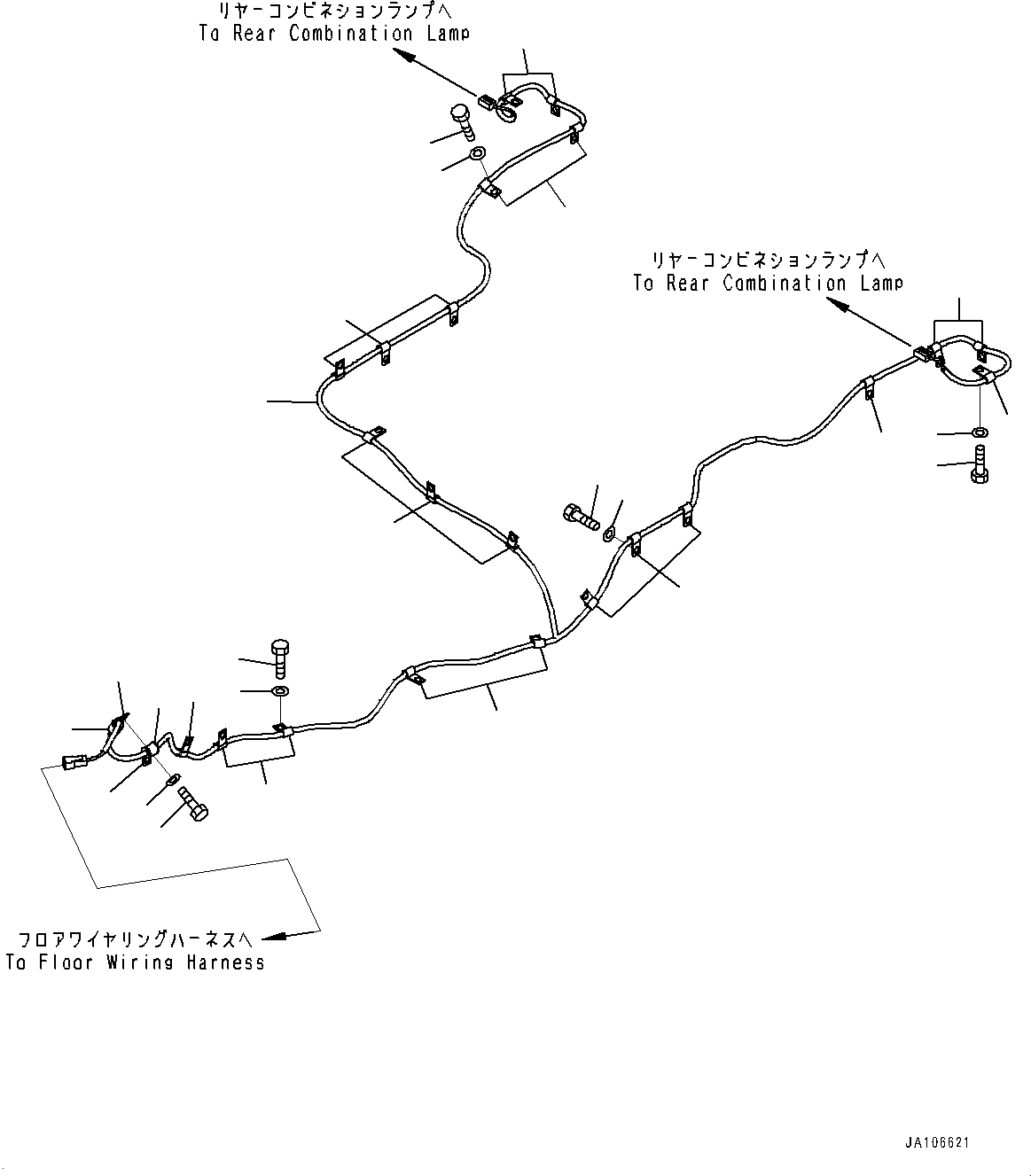 Komatsu parts book diagram for WA200-8 S/N 91001-UP: REAR WIRING HARNESS, EMERGENCY ENGINE STOP WIRING HARNESS (WITH EMERGENCY ENGINE STOP SWITCH)(#85001-)