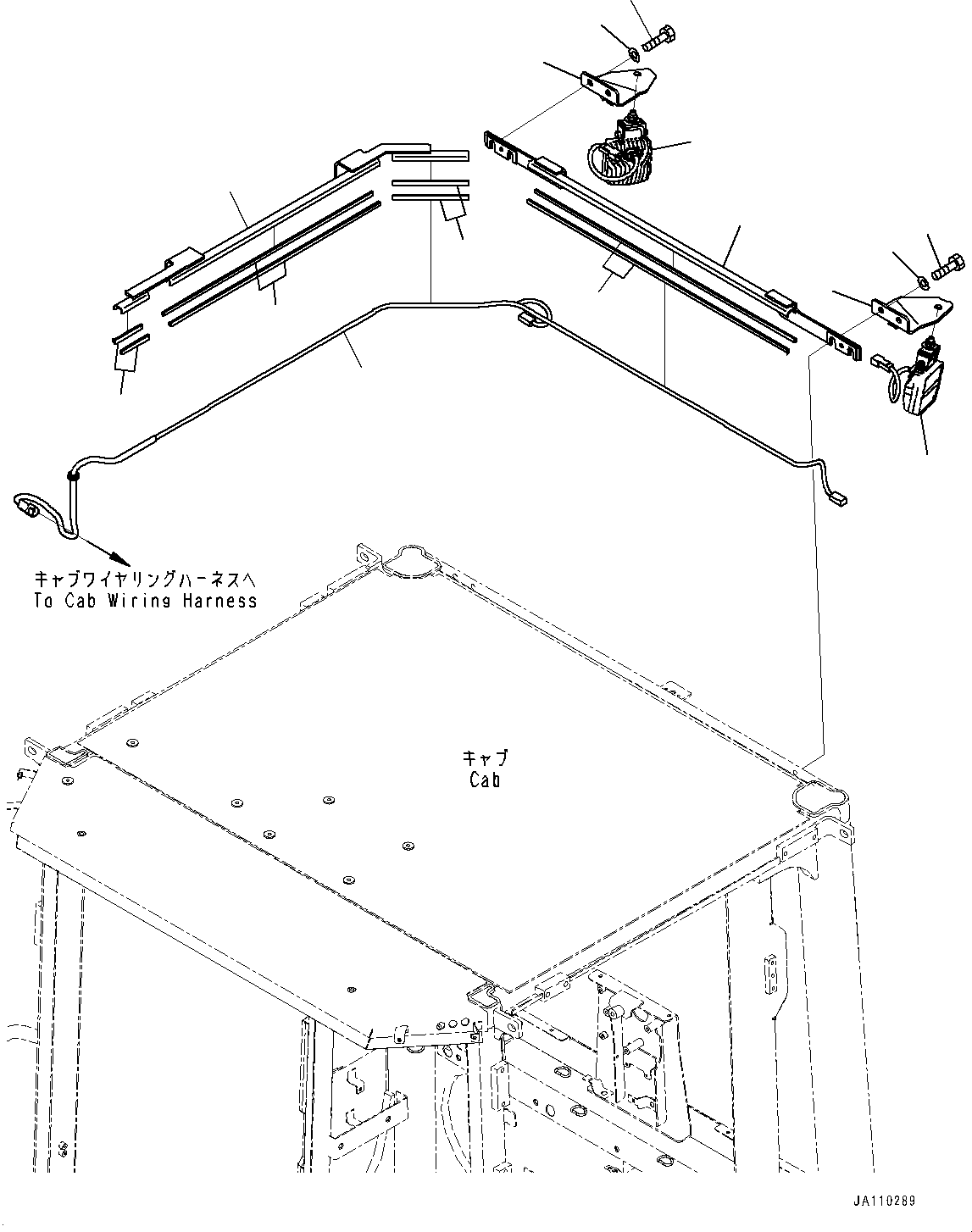 Komatsu parts book diagram for WA200-8 S/N 91001-UP: WORKING LAMP, REAR (WITH FRONT WORKING LAMP, CAB TOP, LED)(#85001-)