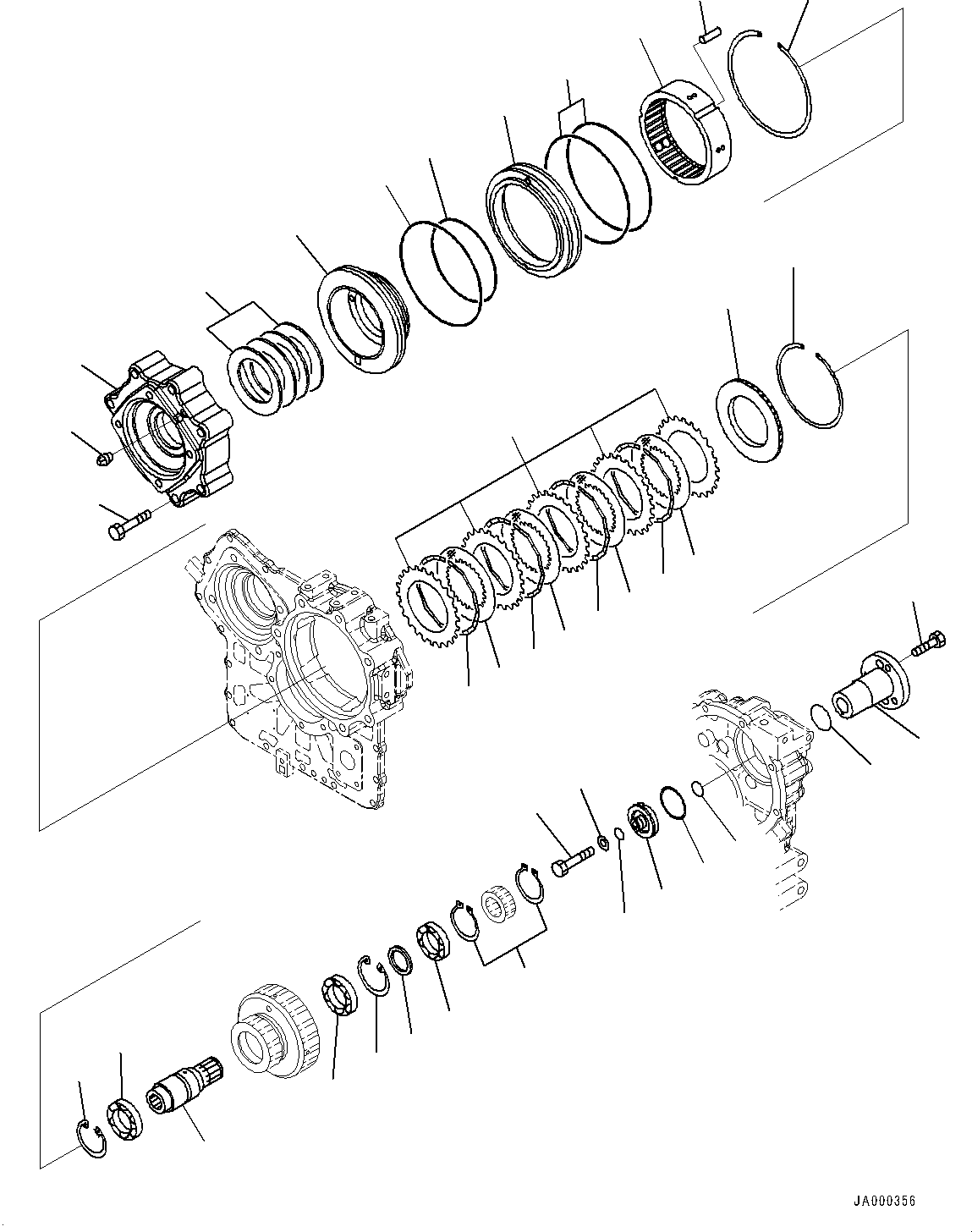 Komatsu parts book diagram for WA200-8 S/N 91001-UP: TRANSFER, TRANSFER CLUTCH(#85001-)