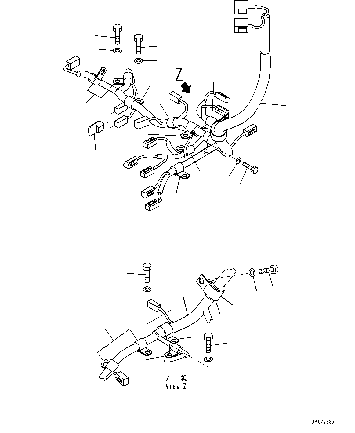 Komatsu parts book diagram for WA200-8 S/N 91001-UP: TRANSFER, WIRING HARNESS(#85001-)