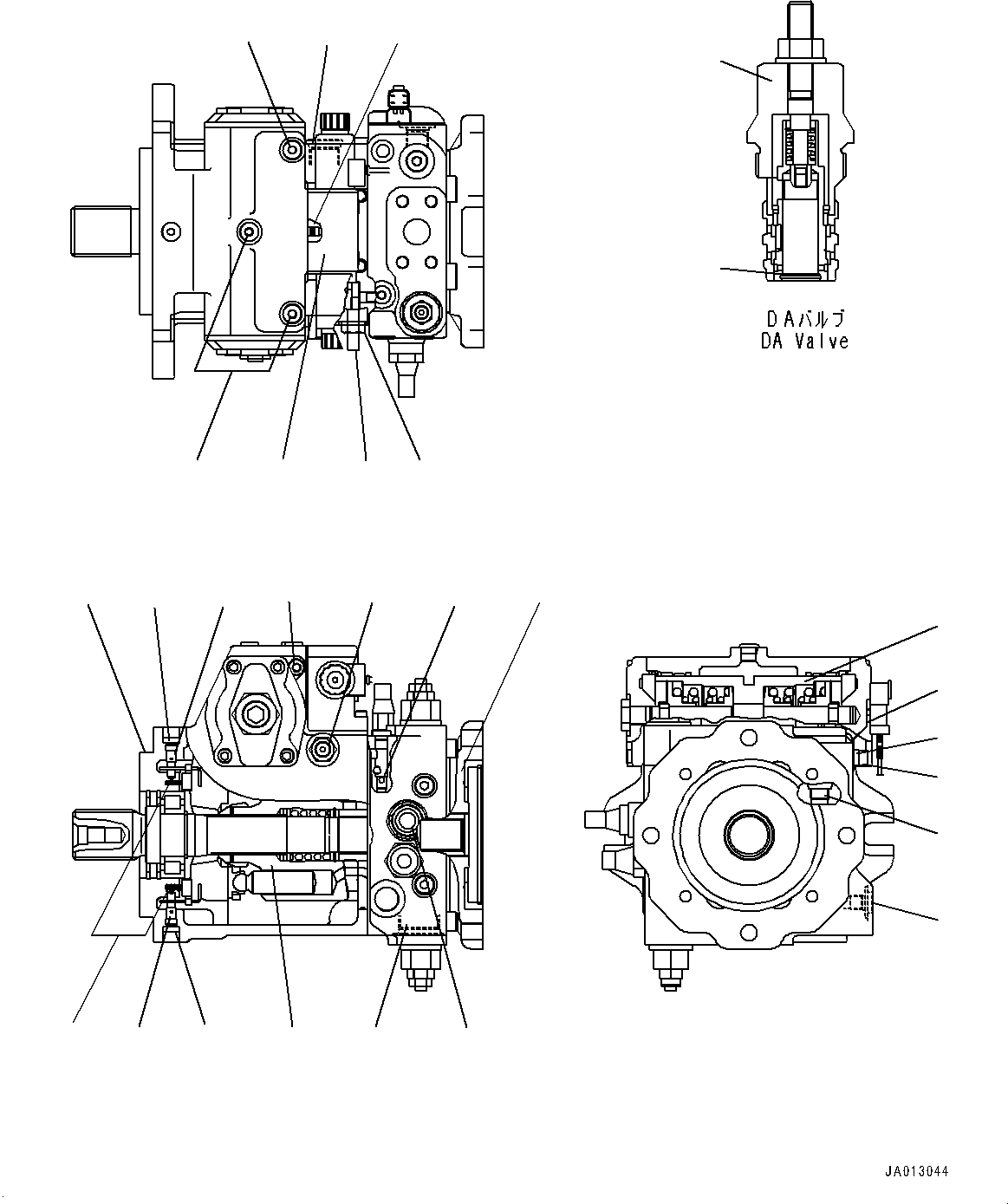 Komatsu parts book diagram for WA200-8 S/N 91001-UP: HYDROSTATIC TRANSMISSION PUMP AND HYDRAULIC OIL PUMP, INNER PARTS, PUMP (1/14)(#85001-)