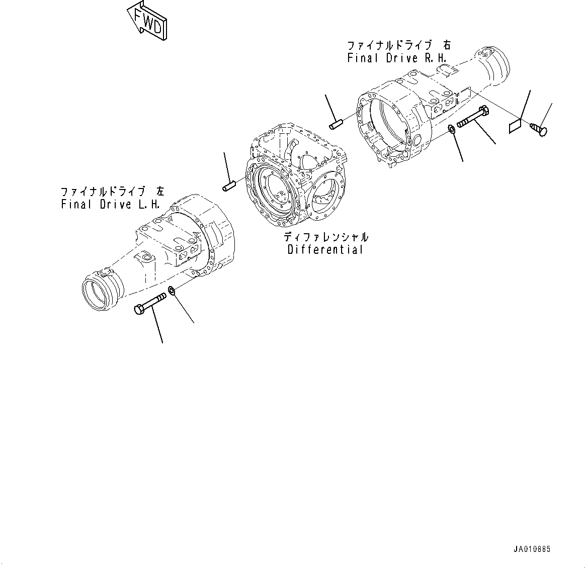 Komatsu parts book diagram for WA200-8 S/N 91001-UP: FRONT AXLE, HOUSING MOUNTING(#85001-)