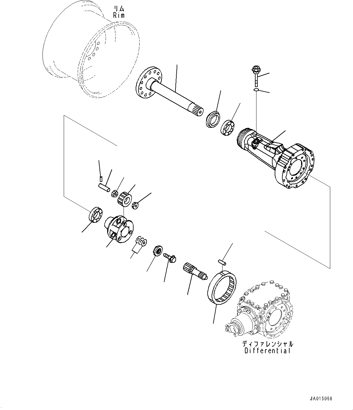 Komatsu parts book diagram for WA200-8 S/N 91001-UP: REAR AXLE, FINAL DRIVE AND HOUSING, R.H.(#85001-)