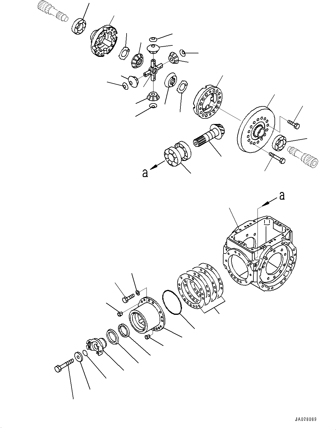 Komatsu parts book diagram for WA200-8 S/N 91001-UP: REAR AXLE, DIFFERENTIAL(#85001-)
