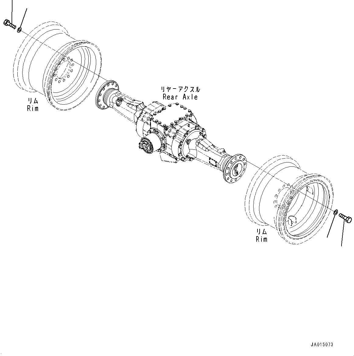 Komatsu parts book diagram for WA200-8 S/N 91001-UP: REAR AXLE, MOUNTING (WITH LIMITED SLIP DIFFERENTIAL)(#85001-)