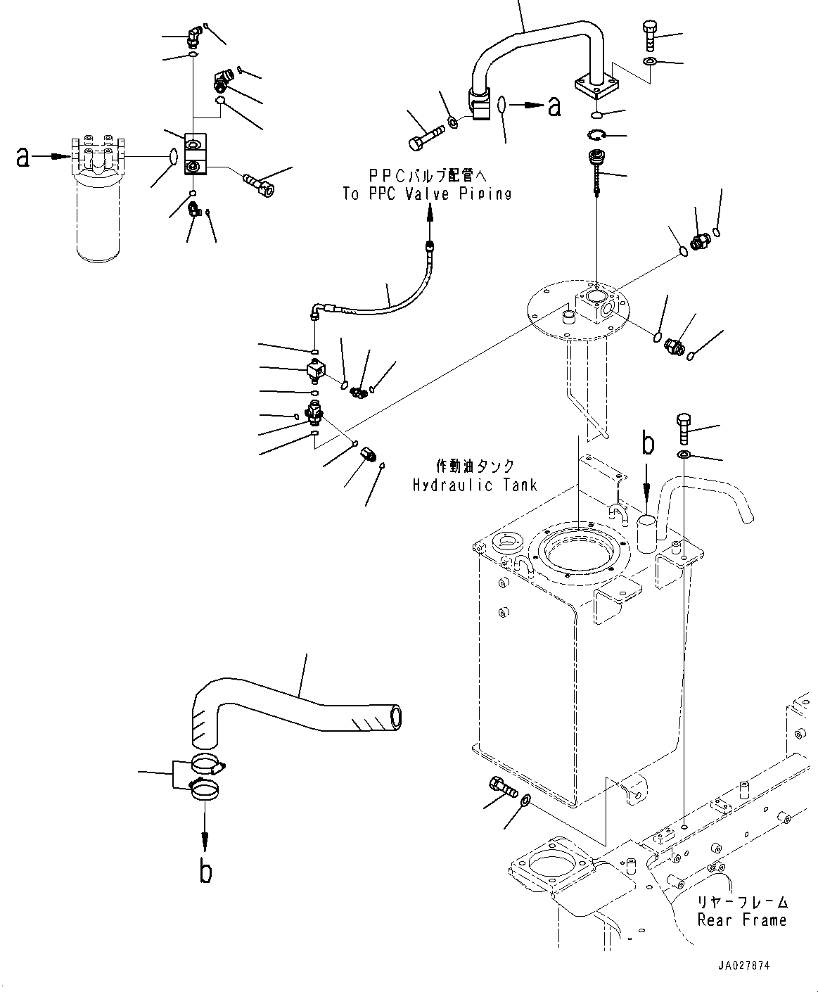 Komatsu parts book diagram for WA200-8 S/N 91001-UP: HYDRAULIC TANK, HYDRAULIC TANK PIPING(#85001-)