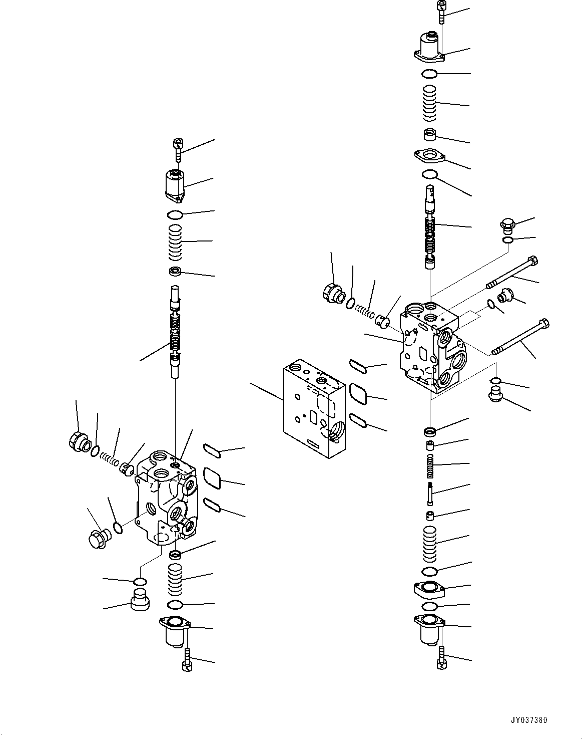 Komatsu parts book diagram for WA200-8 S/N 91001-UP: HYDRAULIC CONTROL VALVE, 3-VALVE (1/3)(#85001-)