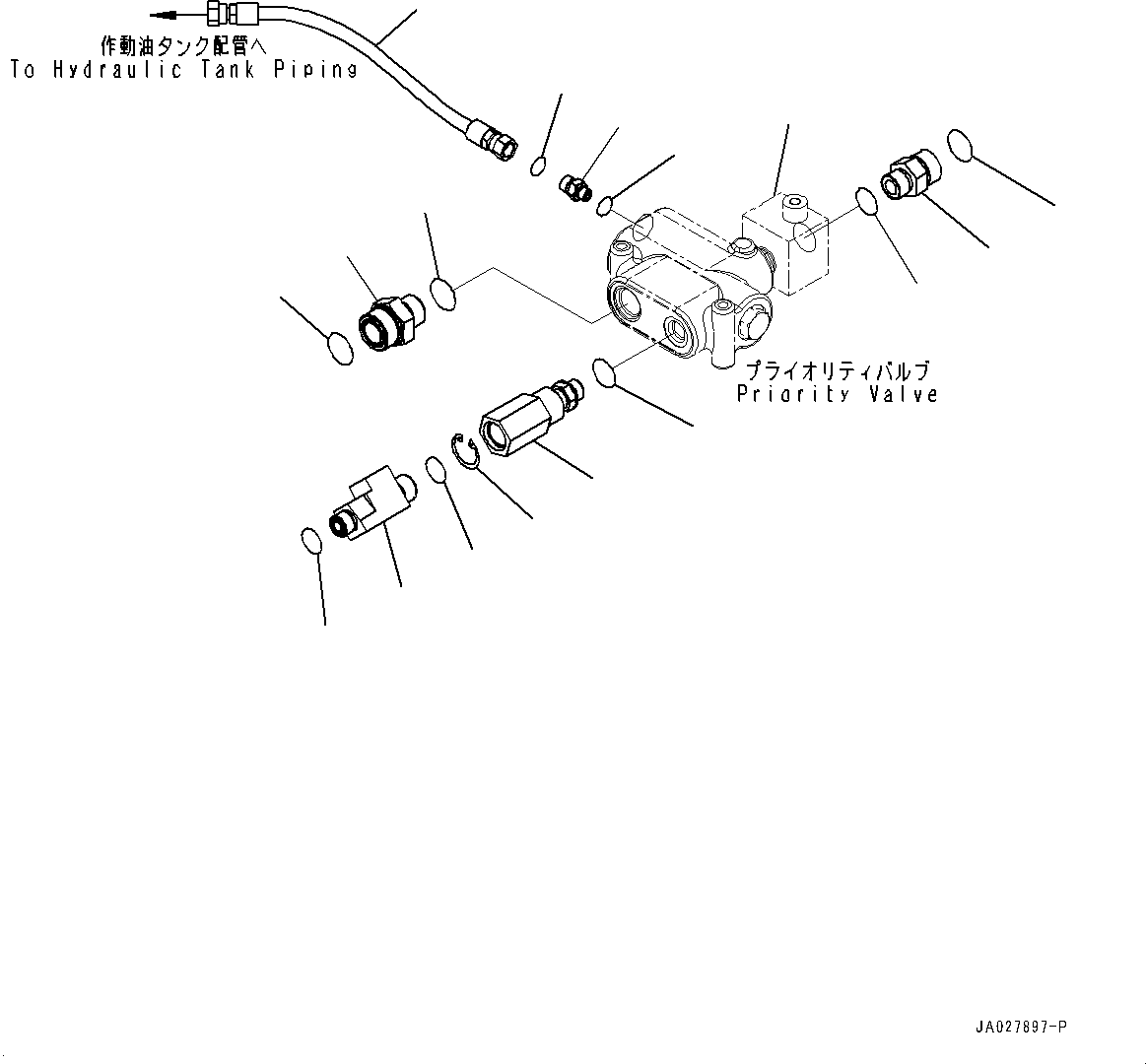 Komatsu parts book diagram for WA200-8 S/N 91001-UP: STEERING DEMAND VALVE, STEERING DRAIN PIPING (WITH SECONDARY STEERING, AUTOMATIC CONTROL TYPE)(#85001-)