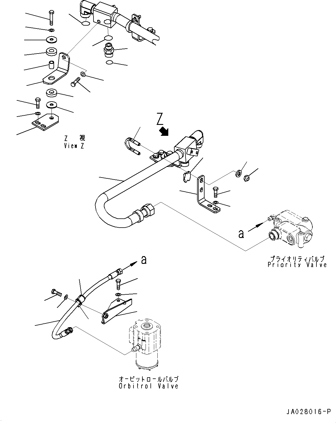 Komatsu parts book diagram for WA200-8 S/N 91001-UP: STEERING DEMAND VALVE, PIPING (WITH SECONDARY STEERING, AUTOMATIC CONTROL TYPE)(#85001-)