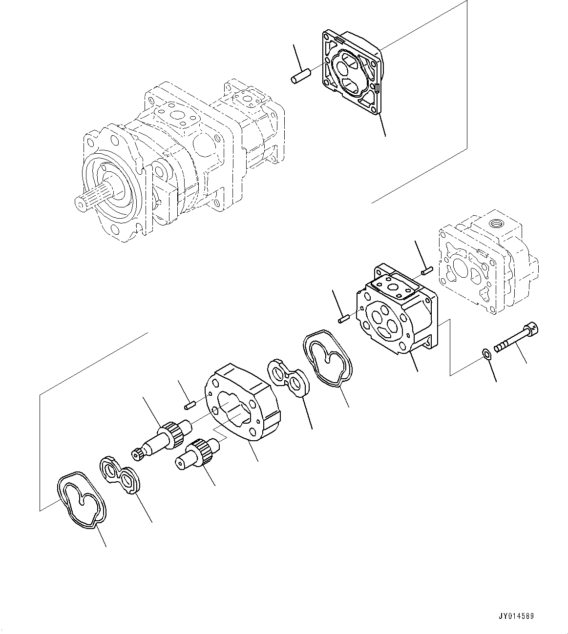 Komatsu parts book diagram for WA200-8 S/N 91001-UP: HYDRAULIC PUMP, GEAR PUMP (3/4)(#85001-)
