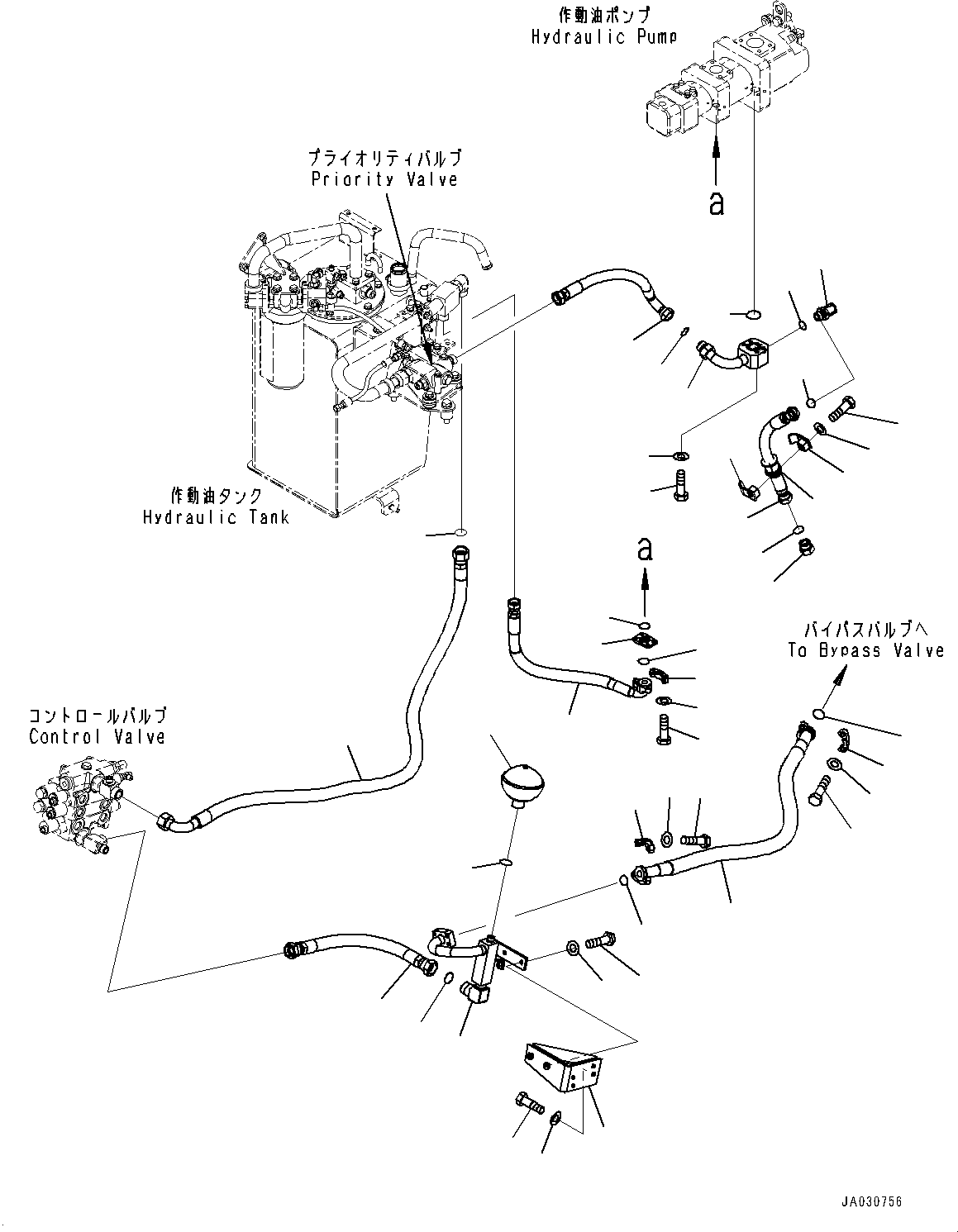 Komatsu parts book diagram for WA200-8 S/N 91001-UP: HYDRAULIC PIPING, STEERING DRAIN PIPING(#85001-)