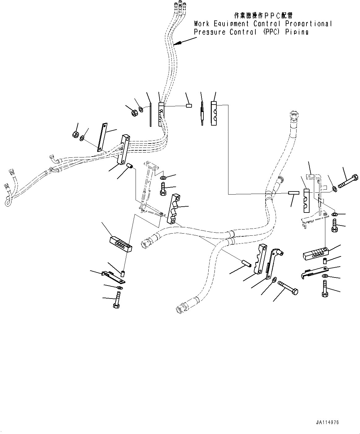 Komatsu parts book diagram for WA200-8 S/N 91001-UP: HYDRAULIC PIPING, WORK EQUIPMENT CONTROL PROPORTIONAL PRESSURE CONTROL (PPC) PIPING MOUNTING(#87928-)